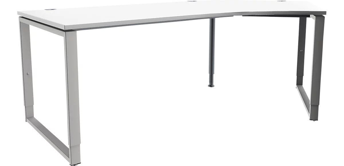 Schäfer Shop Genius MODENA FLEX escritorio acodado, 135°, pie de soporte, fijación a la derecha, B, A 2165 mm, blanco