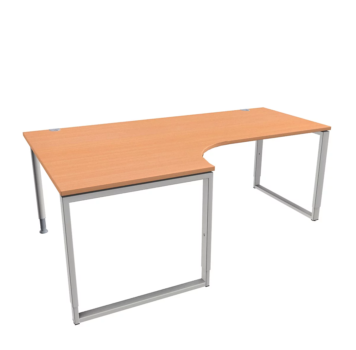 Schäfer Shop Genius MODENA FLEX escritorio acodado, 90°, pata de soporte, fijación a la izquierda, ancho 2000 mm, acabado haya
