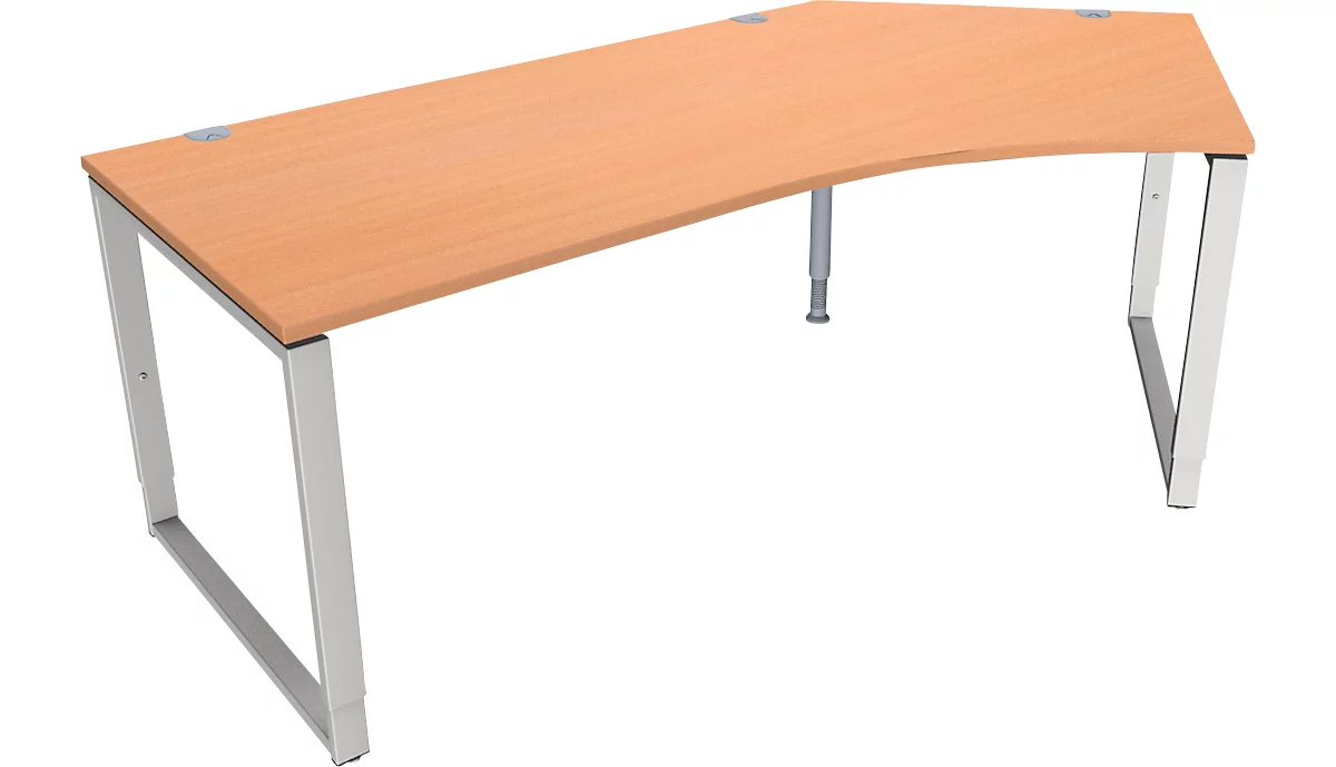Schäfer Shop Genius MODENA FLEX escritorio angular, 135°, pata de soporte, fijación a la derecha, de B, 2165 mm de ancho, acabado haya