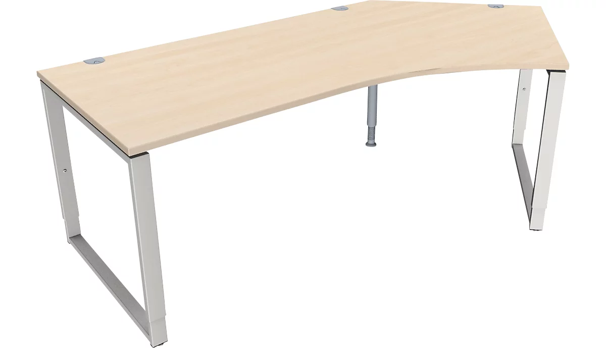 Schäfer Shop Genius MODENA FLEX escritorio angular, 135°, pata de soporte, fijación a la derecha, de B, anchura 2165 mm, acabado arce