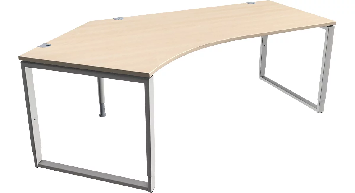Schäfer Shop Genius MODENA FLEX escritorio angular, 135°, pata de soporte, fijación a la izquierda, de B, anchura 2165 mm, decoración arce