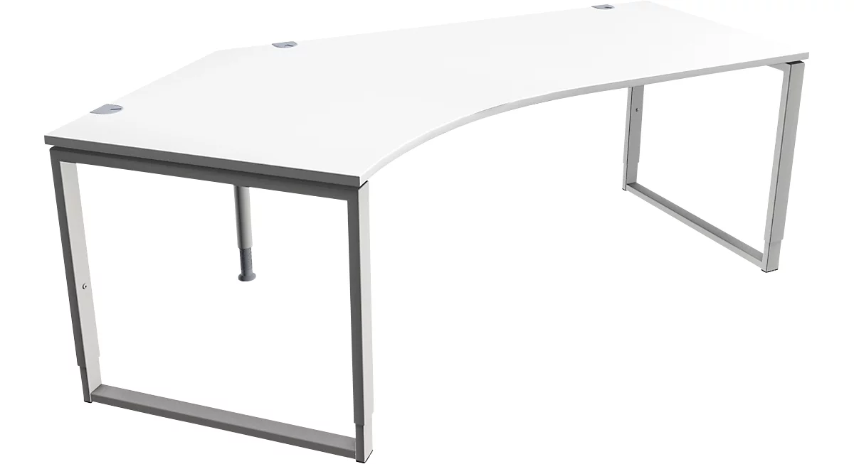 Schäfer Shop Genius MODENA FLEX escritorio angular, 135°, pie de soporte, fijación a la izquierda, de B, 2165 mm de ancho, blanco