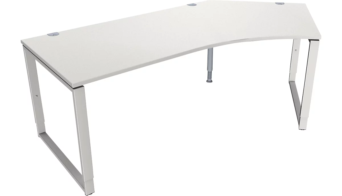 Schäfer Shop Genius MODENA FLEX escritorio angular, 135°, pie de soporte, fijación derecha, ancho, 2165 mm, gris claro