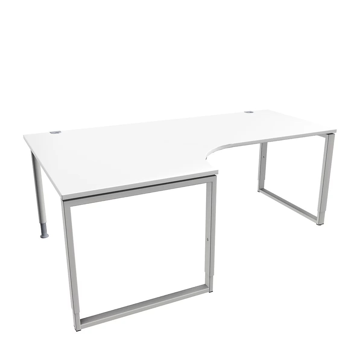 Schäfer Shop Genius MODENA FLEX escritorio angular, 90°, pata de soporte, fijación a la izquierda, An 2000 mm, blanco