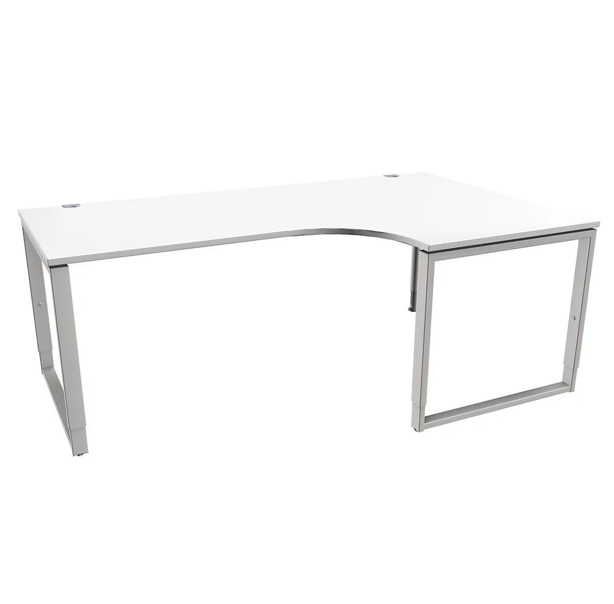 Schäfer Shop Genius MODENA FLEX escritorio angular, 90°, pie de escuadra, fijación derecha, An 2000 mm, blanco