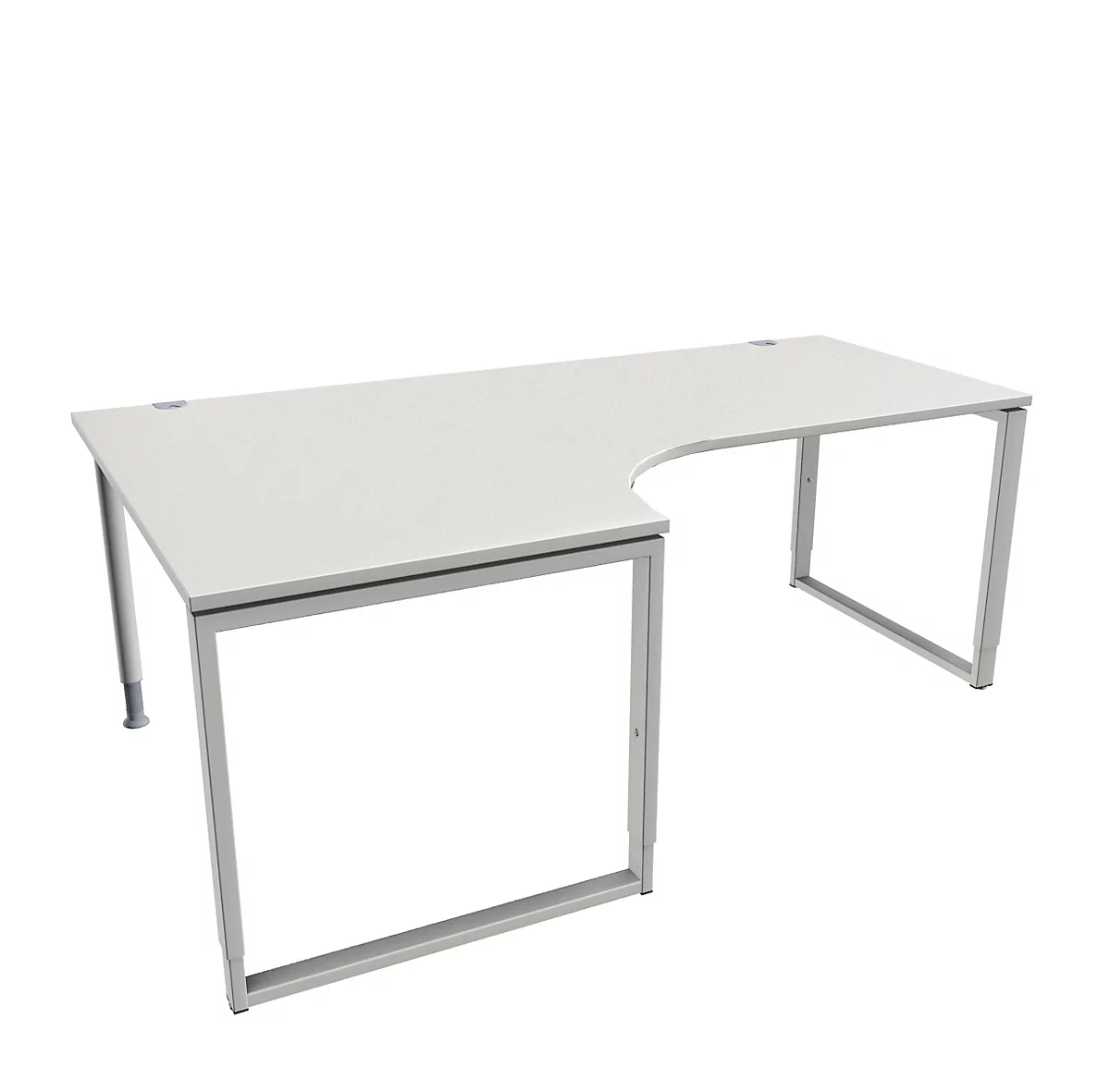 Schäfer Shop Genius MODENA FLEX escritorio angular, 90°, pie de soporte, fijación a la izquierda, ancho 2000 mm, gris claro