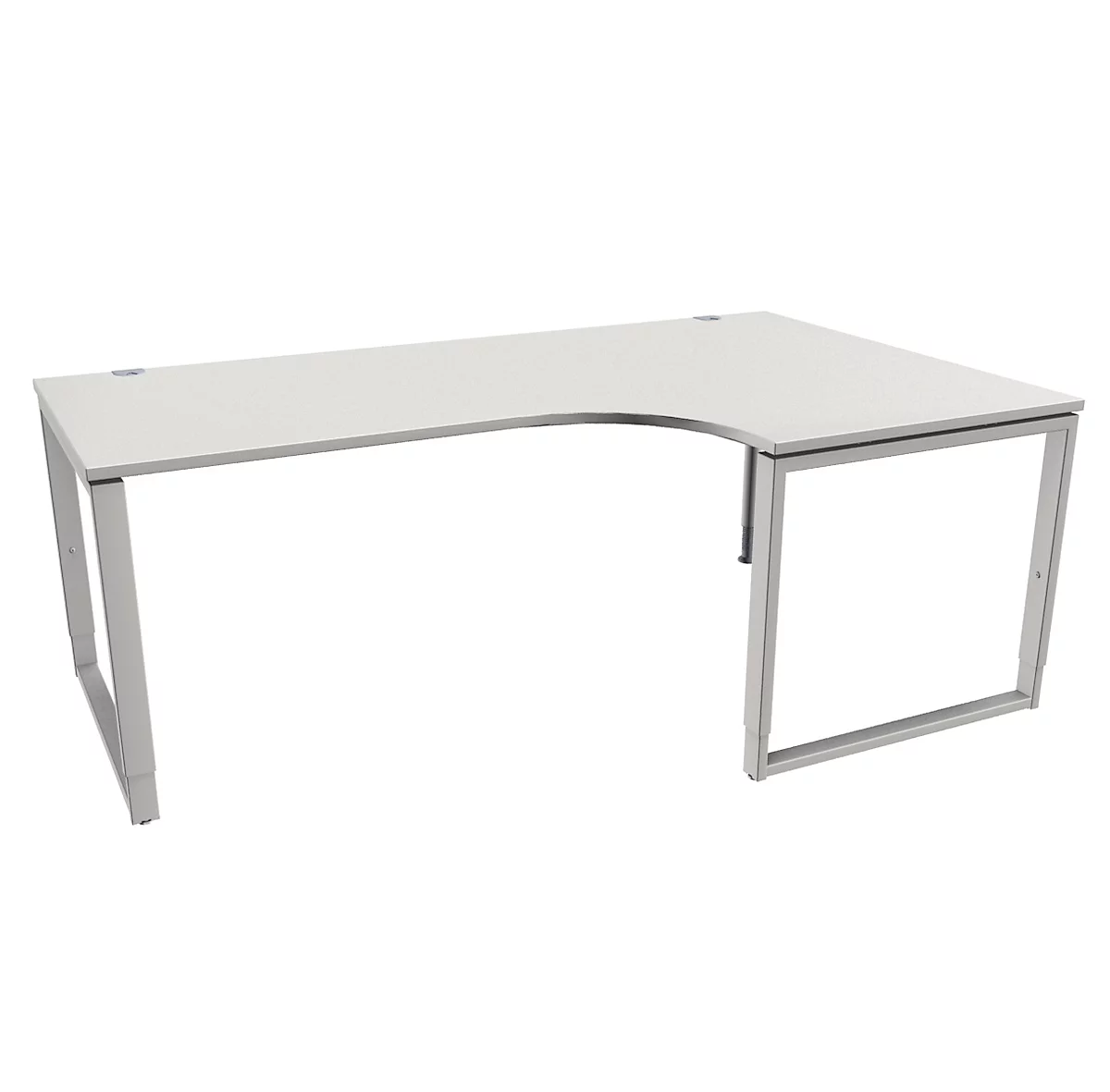 Schäfer Shop Genius MODENA FLEX escritorio angular, 90°, pie de soporte, fijación derecha, ancho 2000 mm, gris claro