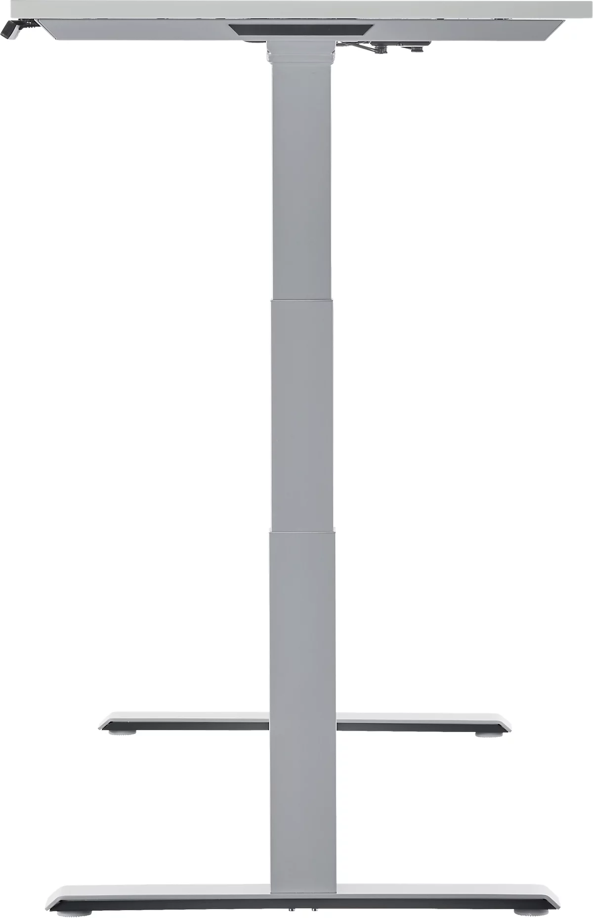 Schäfer Shop Genius MODENA FLEX escritorio, regulable en altura eléctricamente, rectangular, pie en T, ancho 1800 x fondo 800 mm, aluminio gris claro/blanco