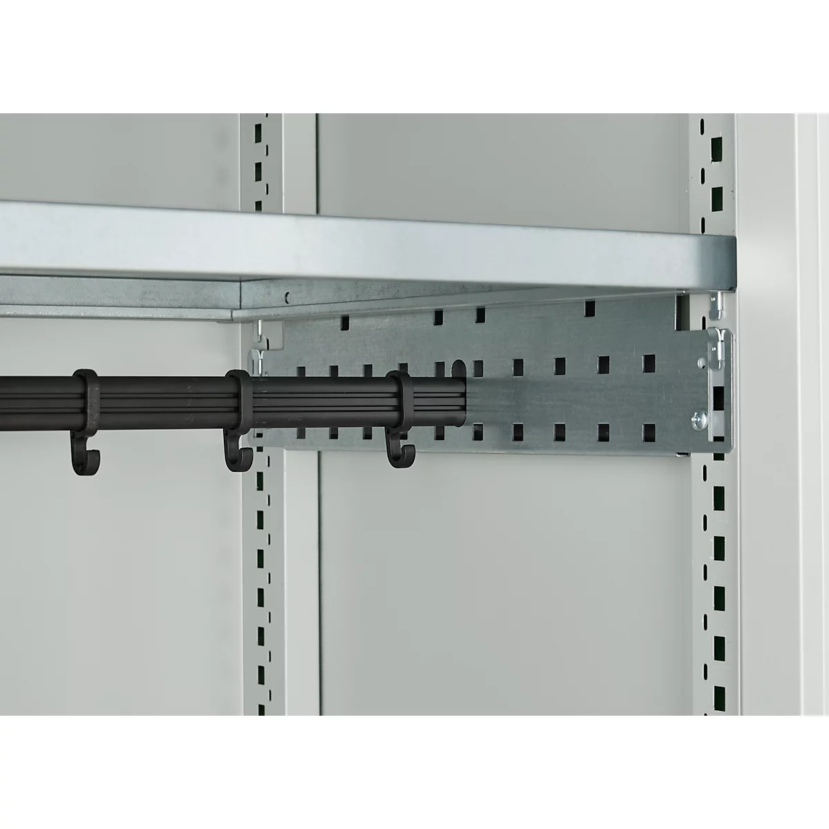 Schäfer Shop Genius multifunctionele kast FS, modulair, afsluitbaar, met middenpaneel, 4 legborden, B 1055 x D 520 x H 1950 mm, lichtgrijs