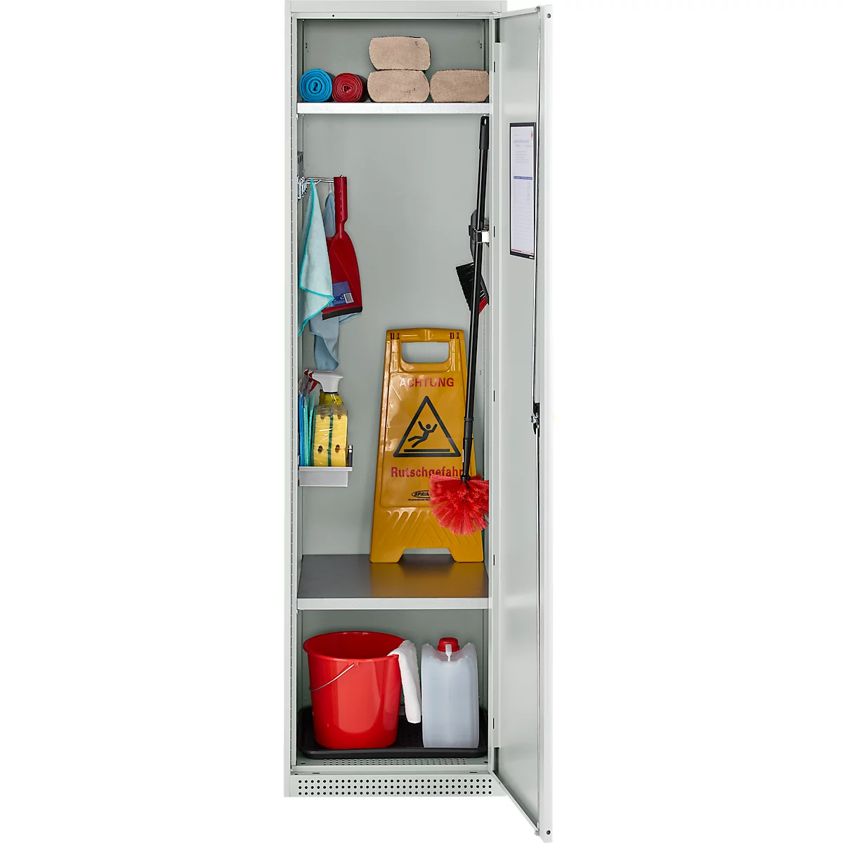 Schäfer Shop Genius multifunctionele kast FS, modulair, afsluitbaar, zonder tussenschot, 2 legborden, B 545 x D 520 x H 1950 mm, staal, lichtgrijs