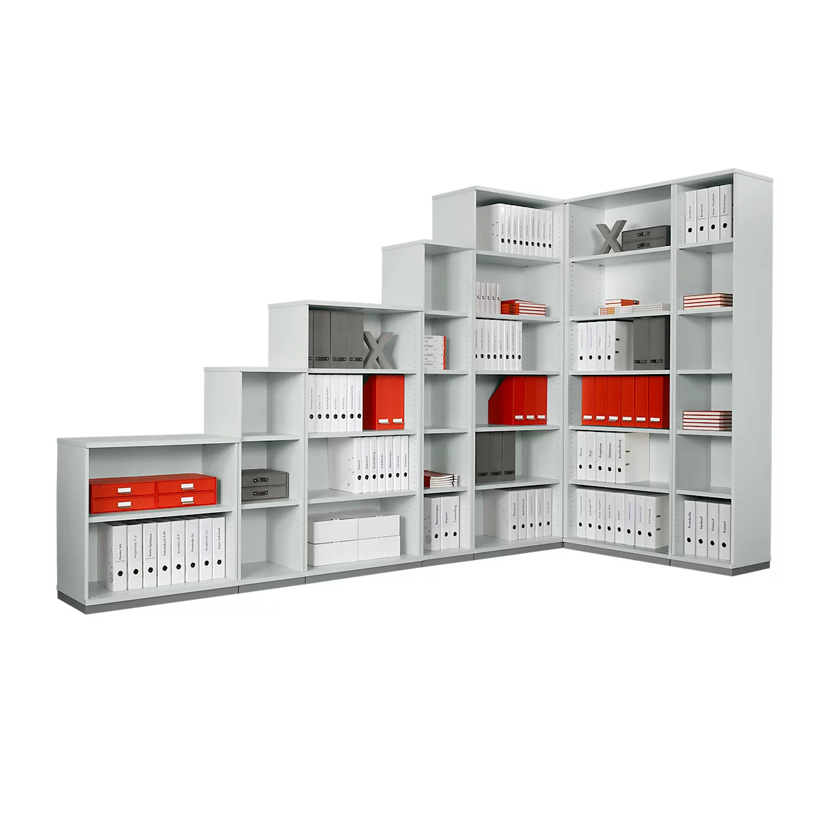 Schäfer Shop Genius open kast TETRIS WOOD, 5 OH, hoogte incl. glijders, B 800 mm, lichtgrijs 