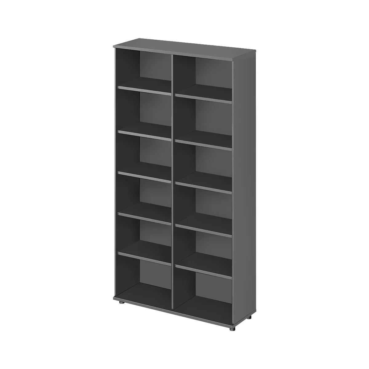 Schäfer Shop Genius open kast TETRIS WOOD, 6 OH, hoogte incl. glijders, tussenschot, B 1200 mm, grafiet