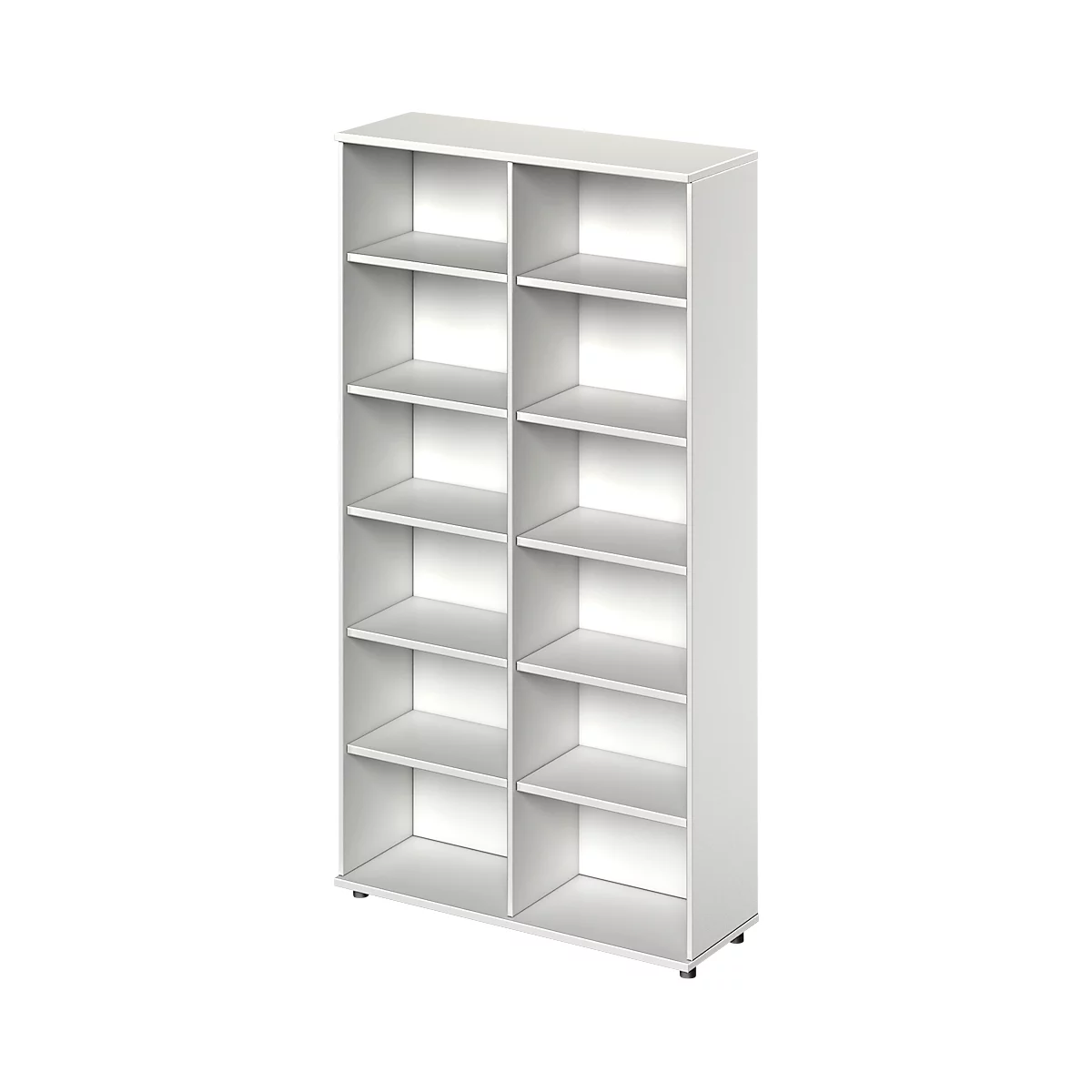 Schäfer Shop Genius open kast TETRIS WOOD, 6 OH, hoogte incl. glijders, tussenschot midden, B 1200 mm, lichtgrijs