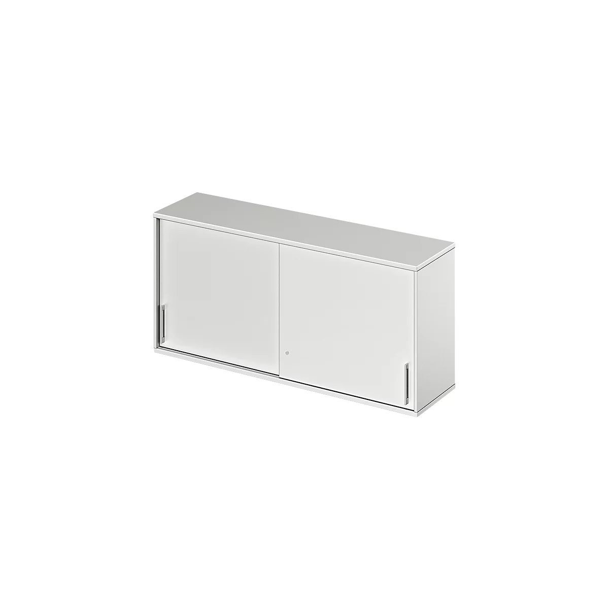 Schäfer Shop Genius Opzetkast met schuifdeuren TETRIS WOOD, 2 ordnerhoogten, B 1600 mm, hoogte incl. glijders, lichtgrijs