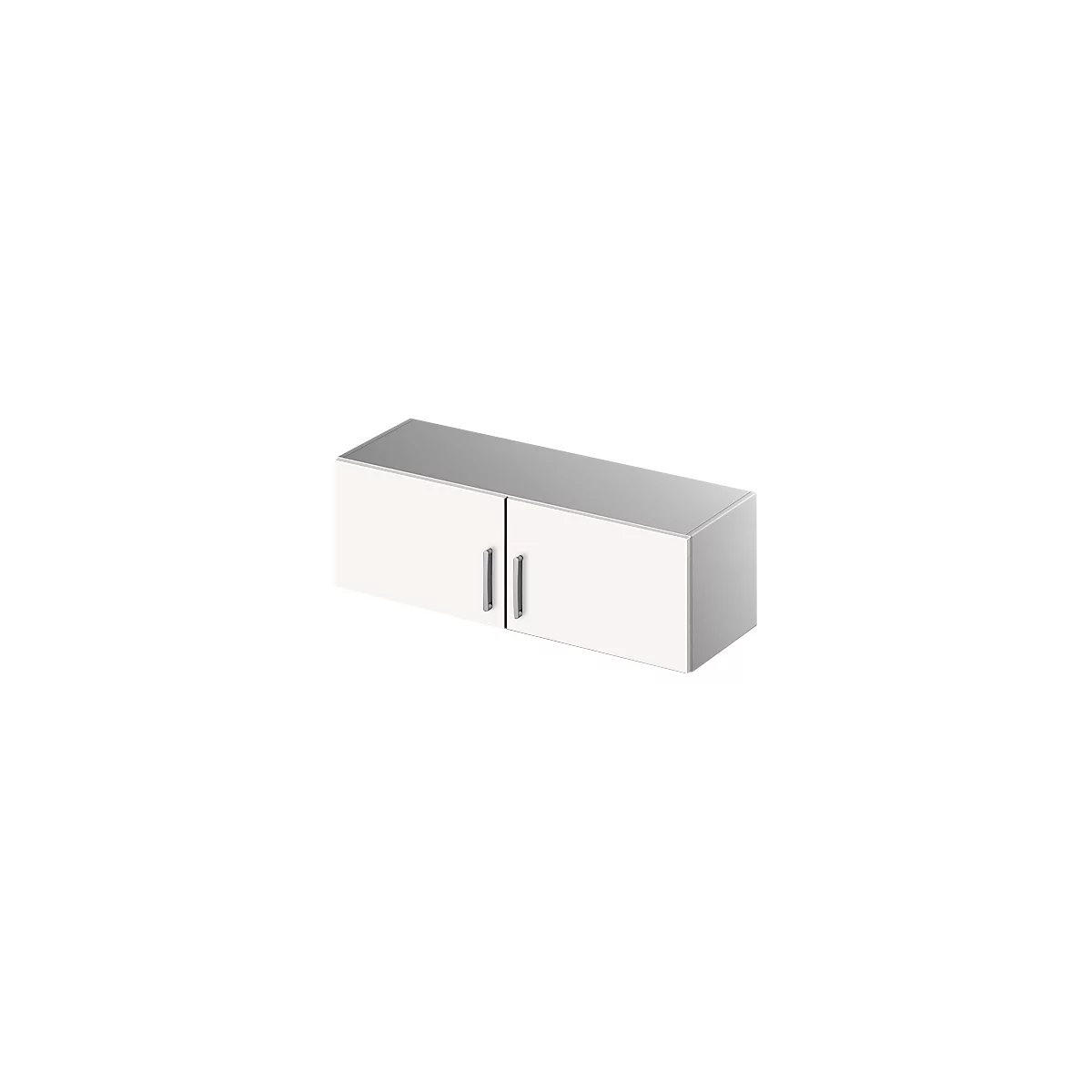 Schäfer Shop Genius Opzetkast TETRIS SOLID, stalen romp, 1 ordnerhoogte, B 1200 mm, wit/blank aluminium
