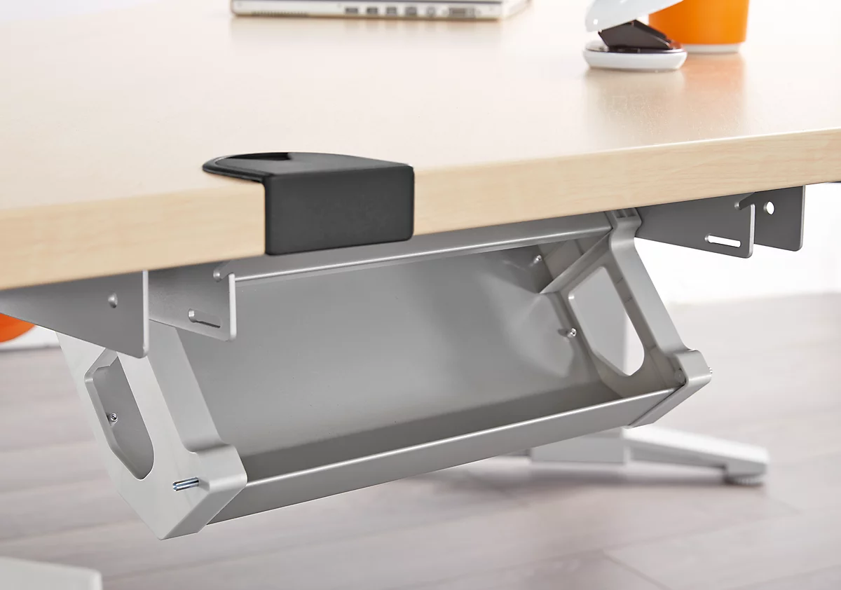 Schäfer Shop Genius Pasacables PLANOVA ERGOSTYLE, 1338 mm, para mesa de 1800 mm, aluminio blanco