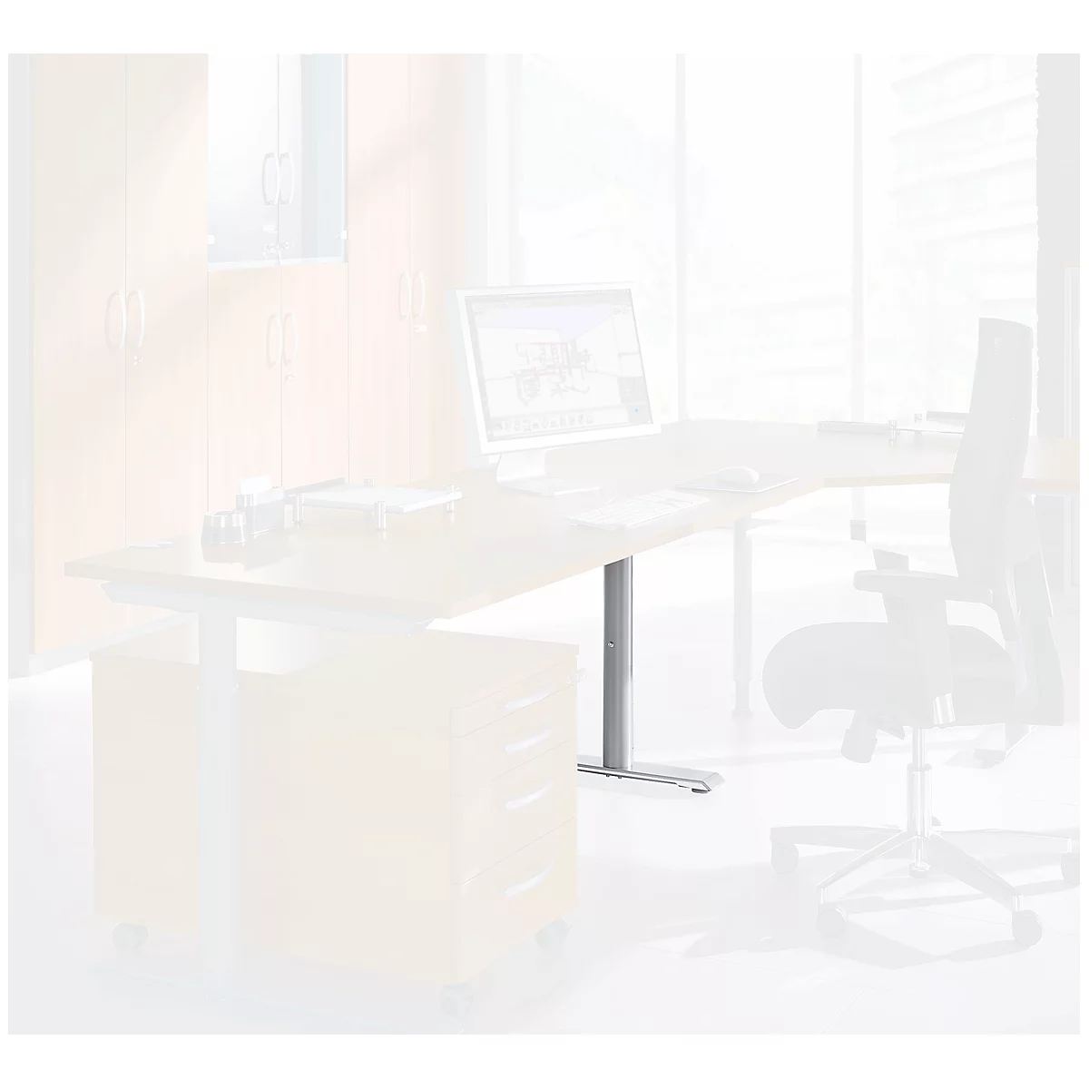 Schäfer Shop Genius Pied de table, étroit, en acier, pour bureau modulaire MODENA FLEX