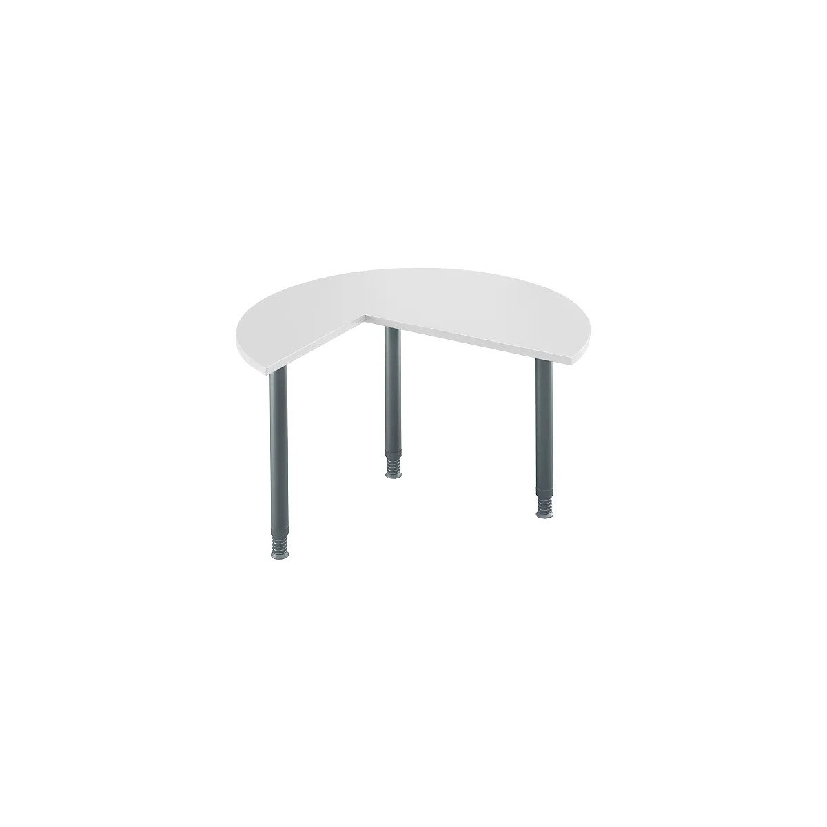 Schäfer Shop Genius PLANOVA ergoSTYLE aanschuiftafel, 3/4 cirkel, rechts of links uitschuifbaar, aluminium lichtgrijs/wit