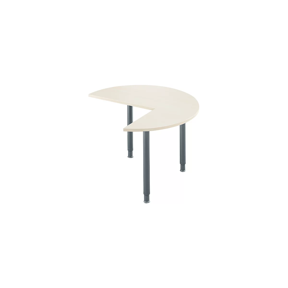 Schäfer Shop Genius PLANOVA ergoSTYLE aanschuiftafel, 3/4 cirkel, rechts of links uitschuifbaar, aluminium lichtgrijs/wit