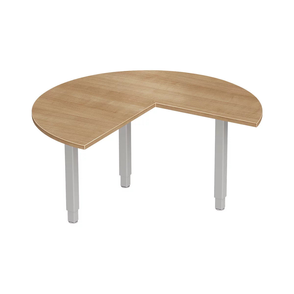 Schäfer Shop Genius PLANOVA ergoSTYLE mesa extensible, 3/4 círculo, extensión derecha o izquierda, cerezo decoración Romana/aluminio blanco