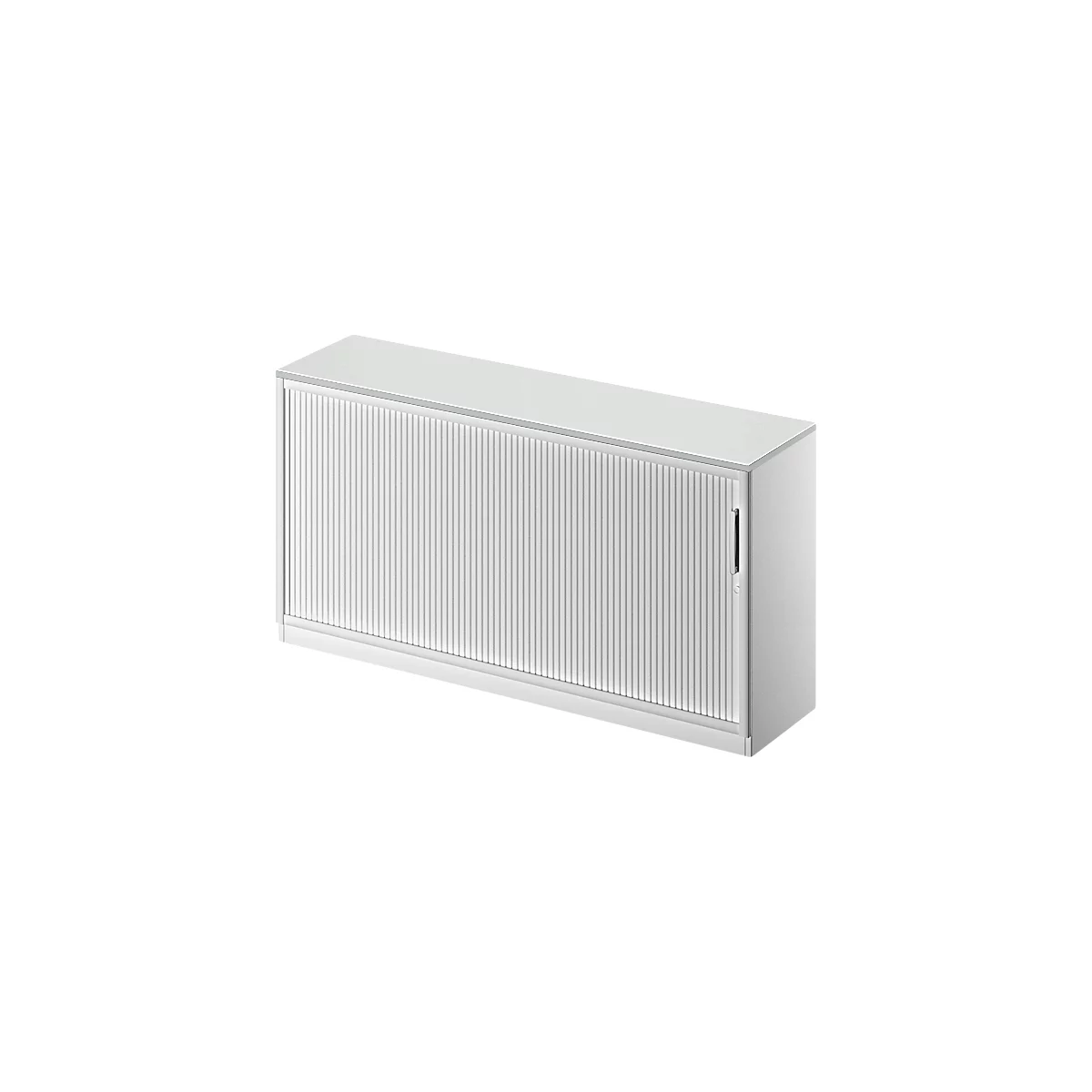 Schäfer Shop Genius Querrollladenschrank TETRIS SOLID, 2 OH, B 1600 mm, inkl. 19 mm Abdeckplatte, lichtgrau/weißalu/weißalu