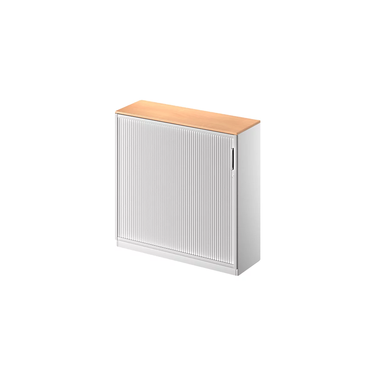 Schäfer Shop Genius Querrollladenschrank TETRIS SOLID, 3 OH, B 1200 mm, inkl. 19 mm Abdeckplatte, Buche-Dekor/weoßalu/weißalu