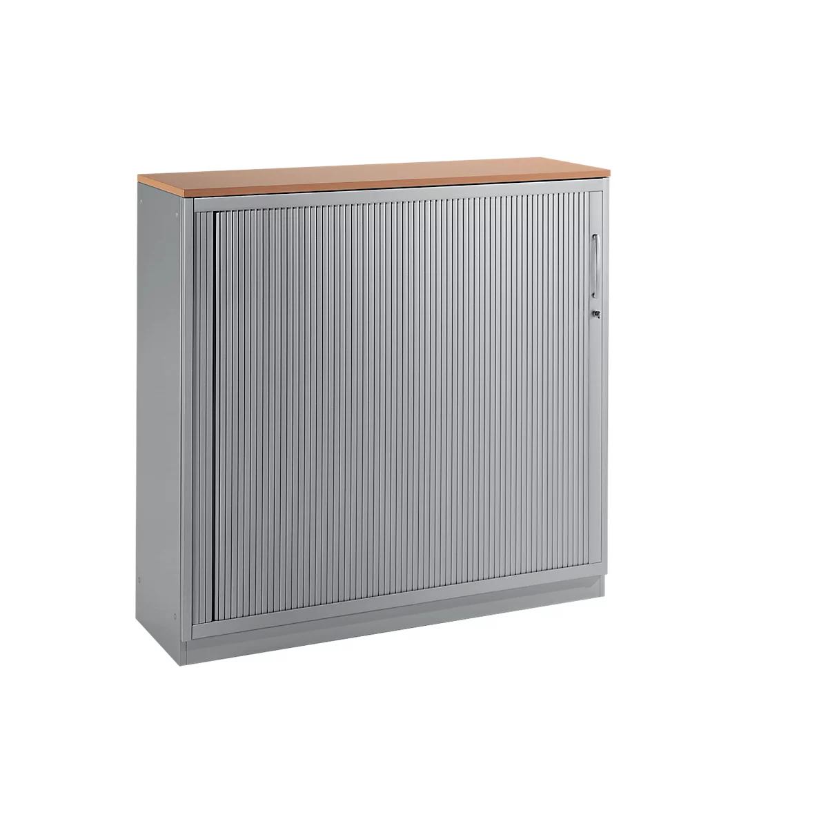 Schäfer Shop Genius Querrollladenschrank TETRIS SOLID, 3 OH, B 1200 x T 413 x H 1170 mm, mit Böden und Abdeckplatte, Buche/weißalu 