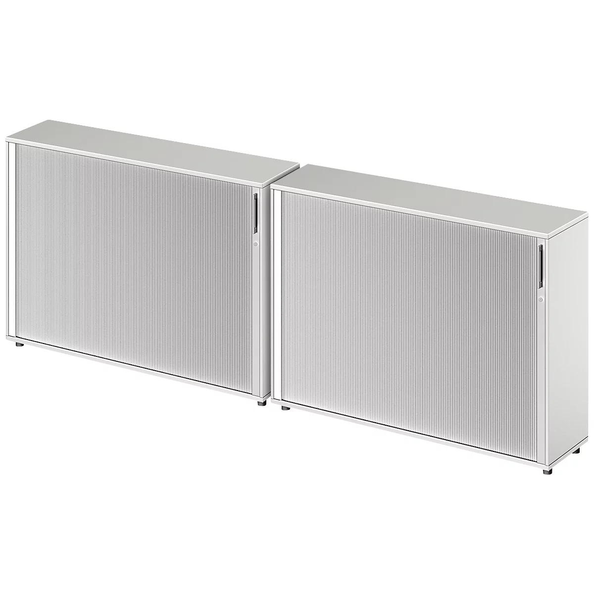 Schäfer Shop Genius Querrollladenschrank TETRIS WOOD, inkl. Gleiter, B 1200 x T 421 x H 1160 mm (3 OH), lichtgrau, 2 Stück