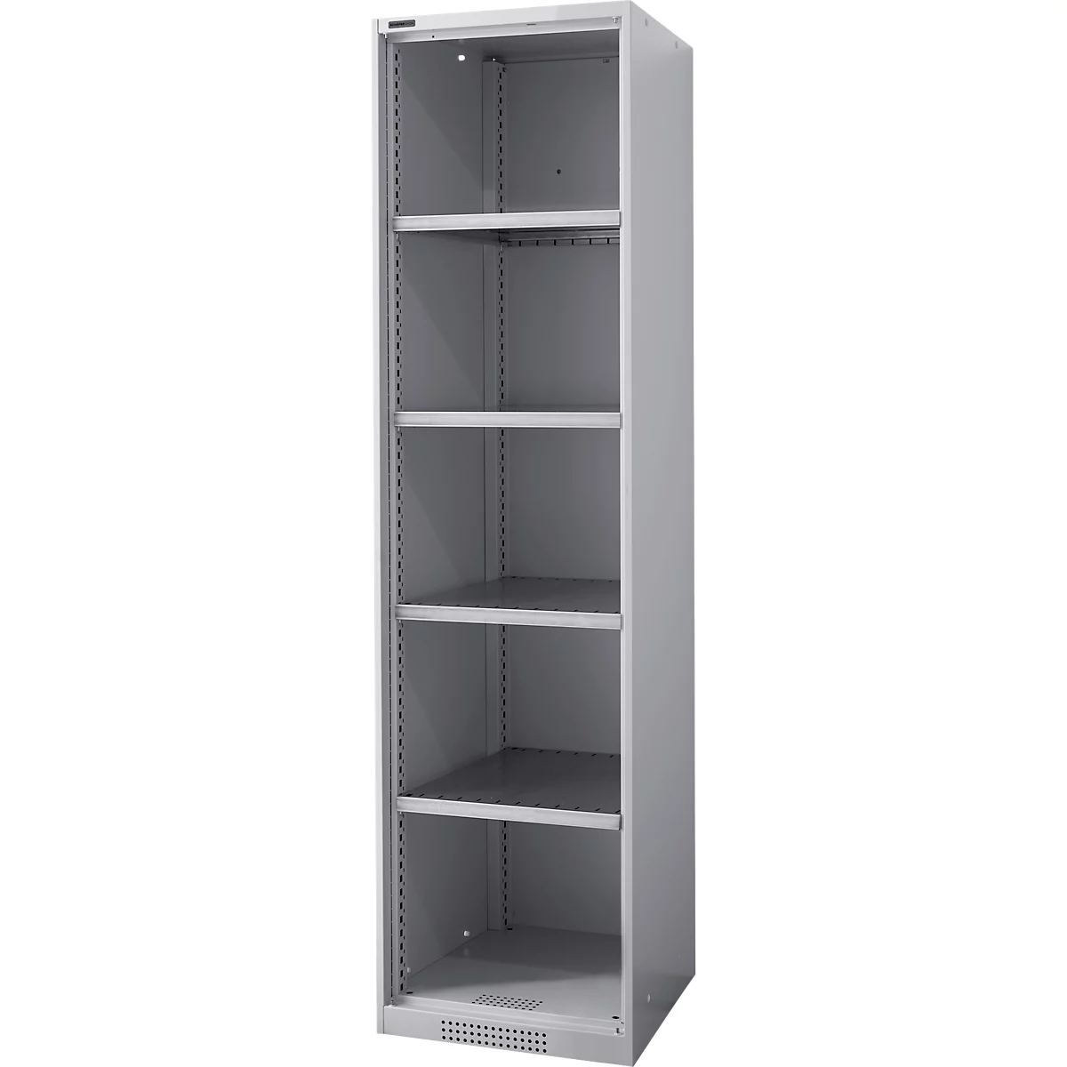 Schäfer Shop Genius Regalschrank FS, Stahl, mit Belüftungslöchern, B 545 x T 620 x H 1950 mm, 5 OH, Weißalu, bis 250 kg