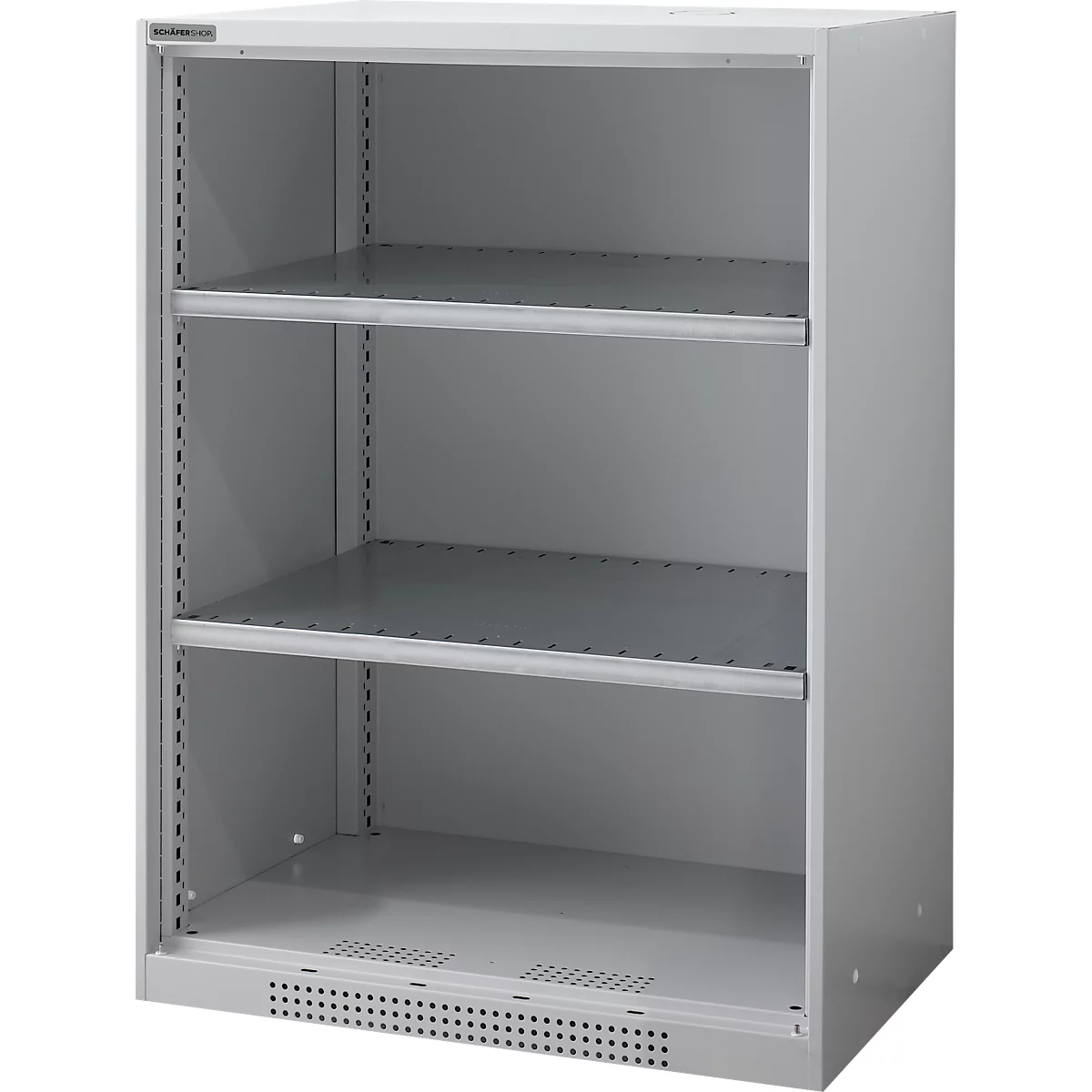 Schäfer Shop Genius Regalschrank FS, Stahl, mit Belüftungslöchern, B 810 x T 520 x H 1105 mm, 3 OH, Weißalu, bis 180 kg