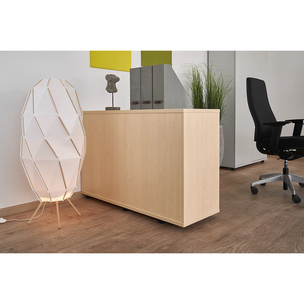 Schäfer Shop Genius Roldeurkast met dwarse roldeur TETRIS WOOD, 2 ordnerhoogten, B 1200 mm, hoogte incl. glijders, esdoornpatroon