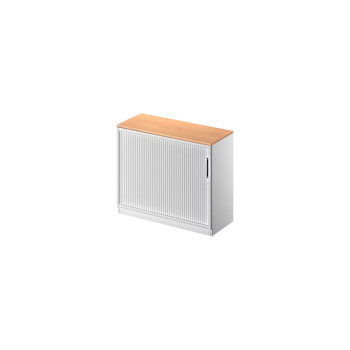 Schäfer Shop Genius Roldeurkast TETRIS SOLID, 2 ordnerhoogten, B 1000 mm, incl. 19 mm afdekplaat, beukenpatroon/blank aluminium/blank aluminium