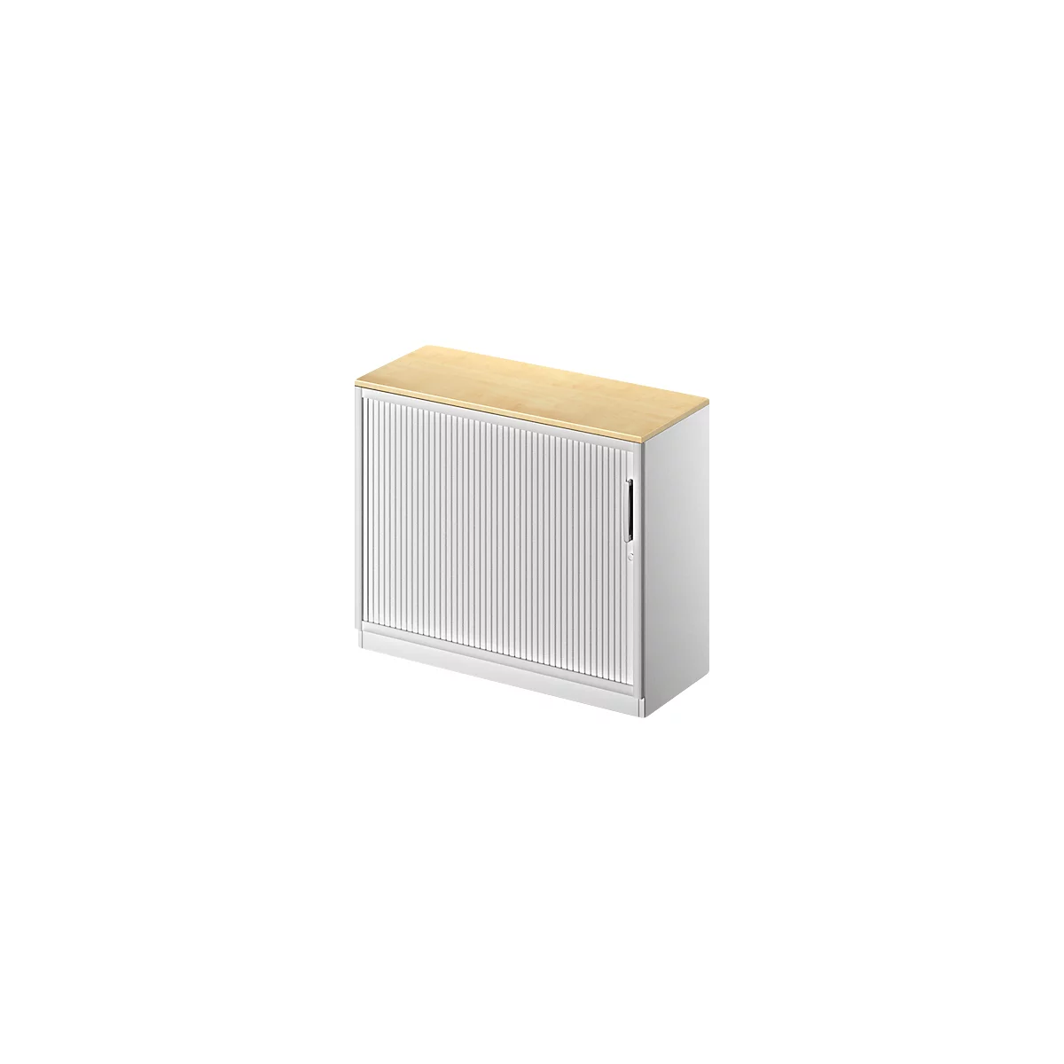 Schäfer Shop Genius Roldeurkast TETRIS SOLID, 2 ordnerhoogten, B 1000 mm, incl. 19 mm afdekplaat, esdoornpatroon/blank aluminium/blank aluminium