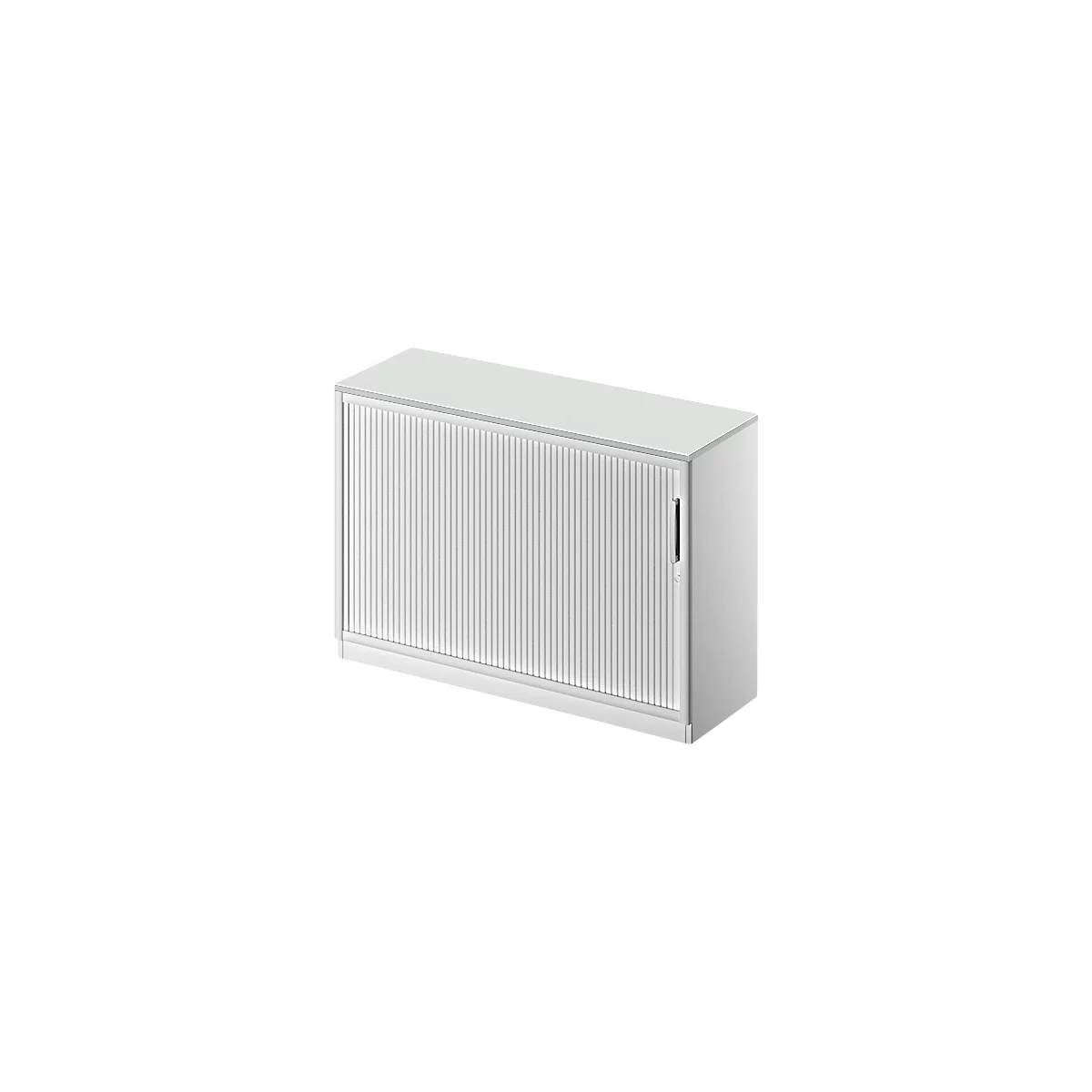 Schäfer Shop Genius Roldeurkast TETRIS SOLID, 2 ordnerhoogten, B 1200 mm, incl. 19 mm afdekplaat, lichtgrijs/blank aluminium/blank aluminium