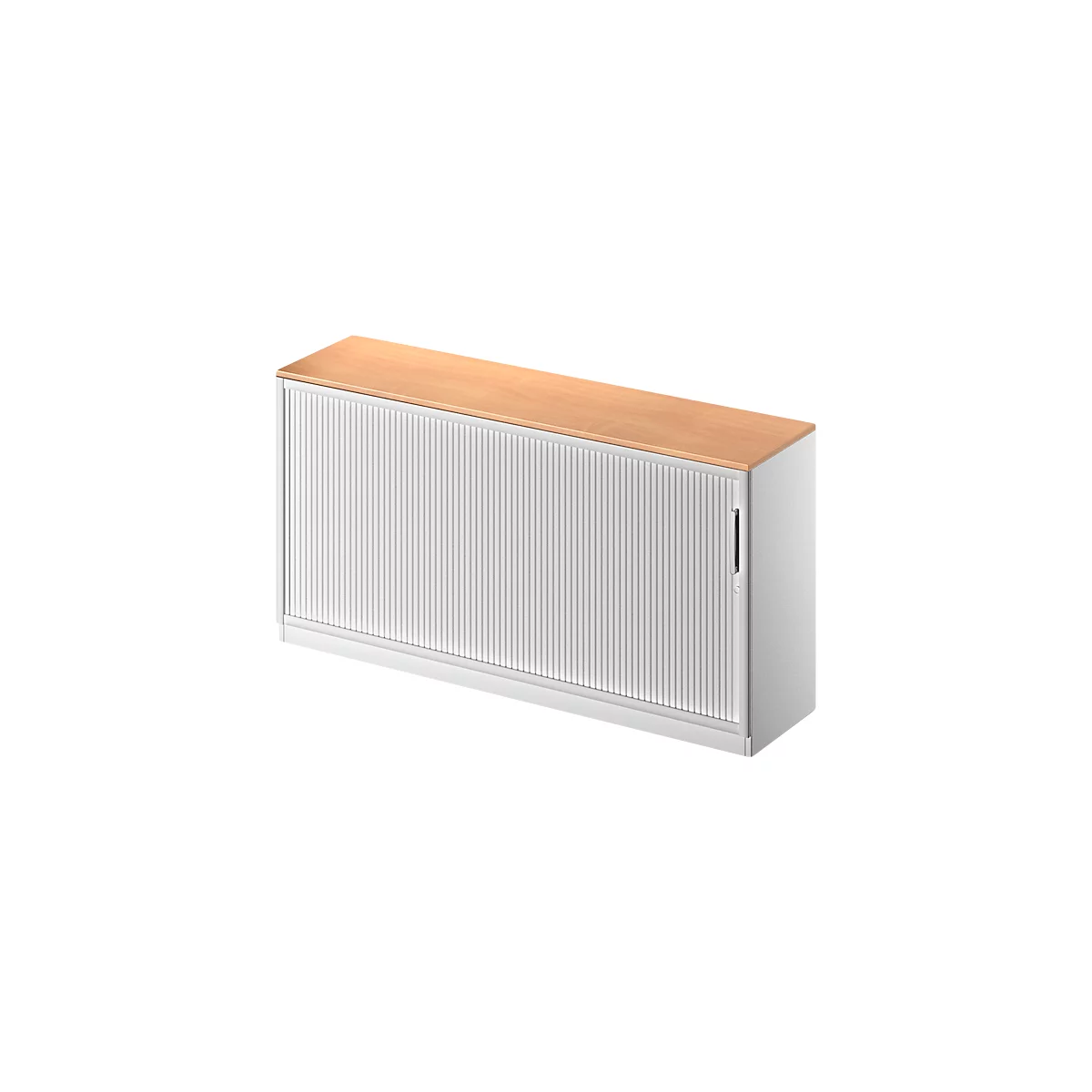 Schäfer Shop Genius Roldeurkast TETRIS SOLID, 2 ordnerhoogten, B 1600 mm, incl. 19 mm afdekplaat, beukenpatroon/blank aluminium/blank aluminium