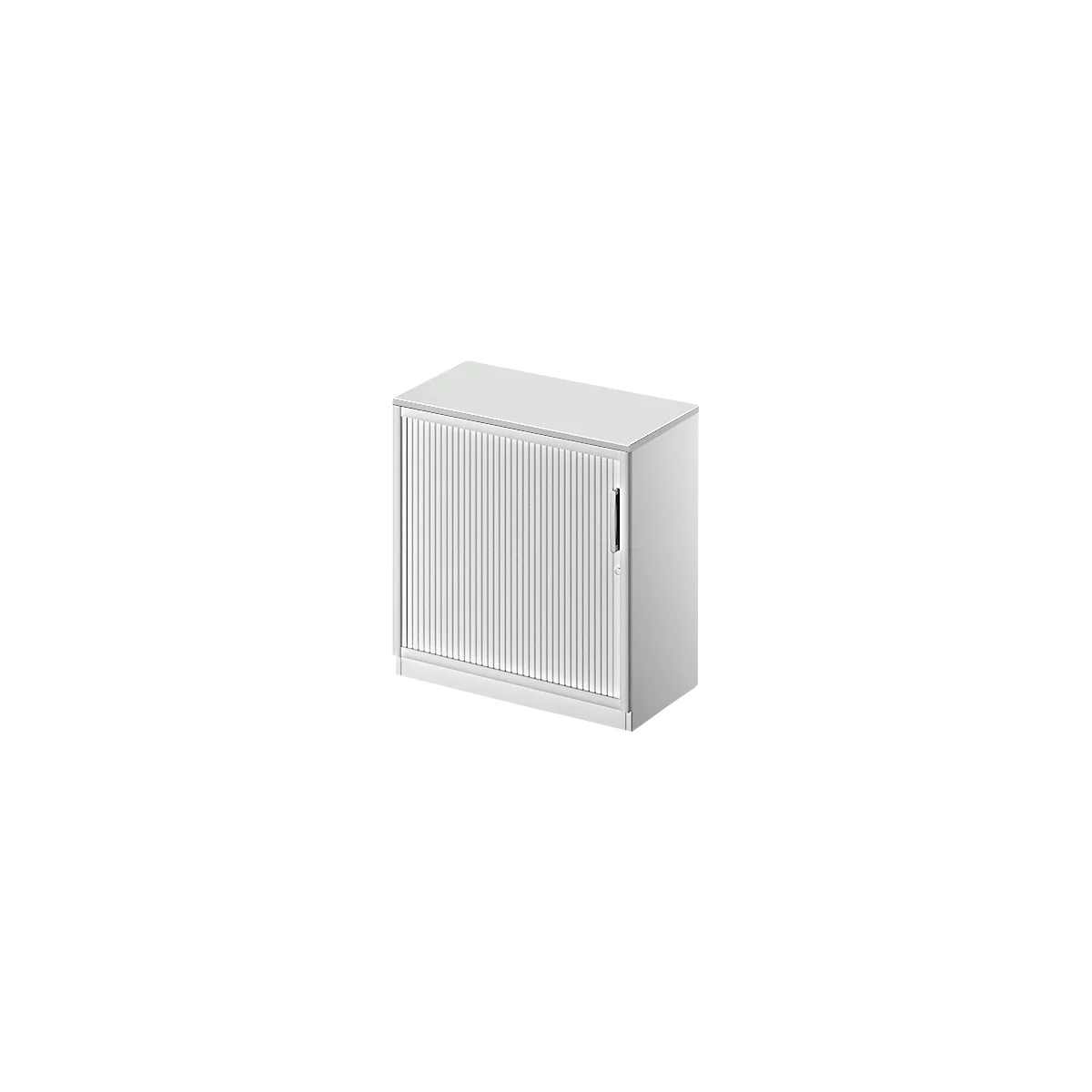 Schäfer Shop Genius Roldeurkast TETRIS SOLID, 2 ordnerhoogten, B 800 mm, incl. 19 mm afdekplaat, lichtgrijs/blank aluminium/blank aluminium