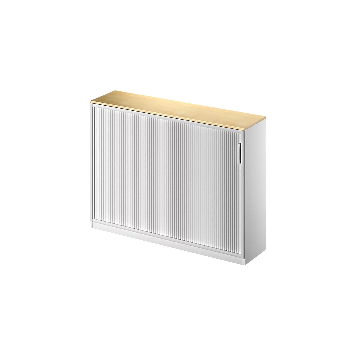 Schäfer Shop Genius Roldeurkast TETRIS SOLID, 3 ordnerhoogten, B 1600 mm, incl. 19 mm afdekplaat, esdoornpatroon/blank aluminium/blank aluminium