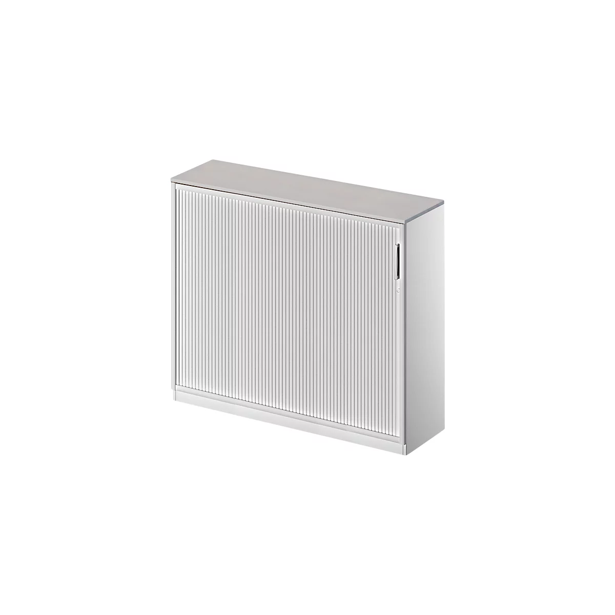 Schäfer Shop Genius Roldeurkast TETRIS SOLID, 3 ordnerhoogten, B 1600 mm, incl. 19 mm afdekplaat, lichtgrijs/blank aluminium/blank aluminium
