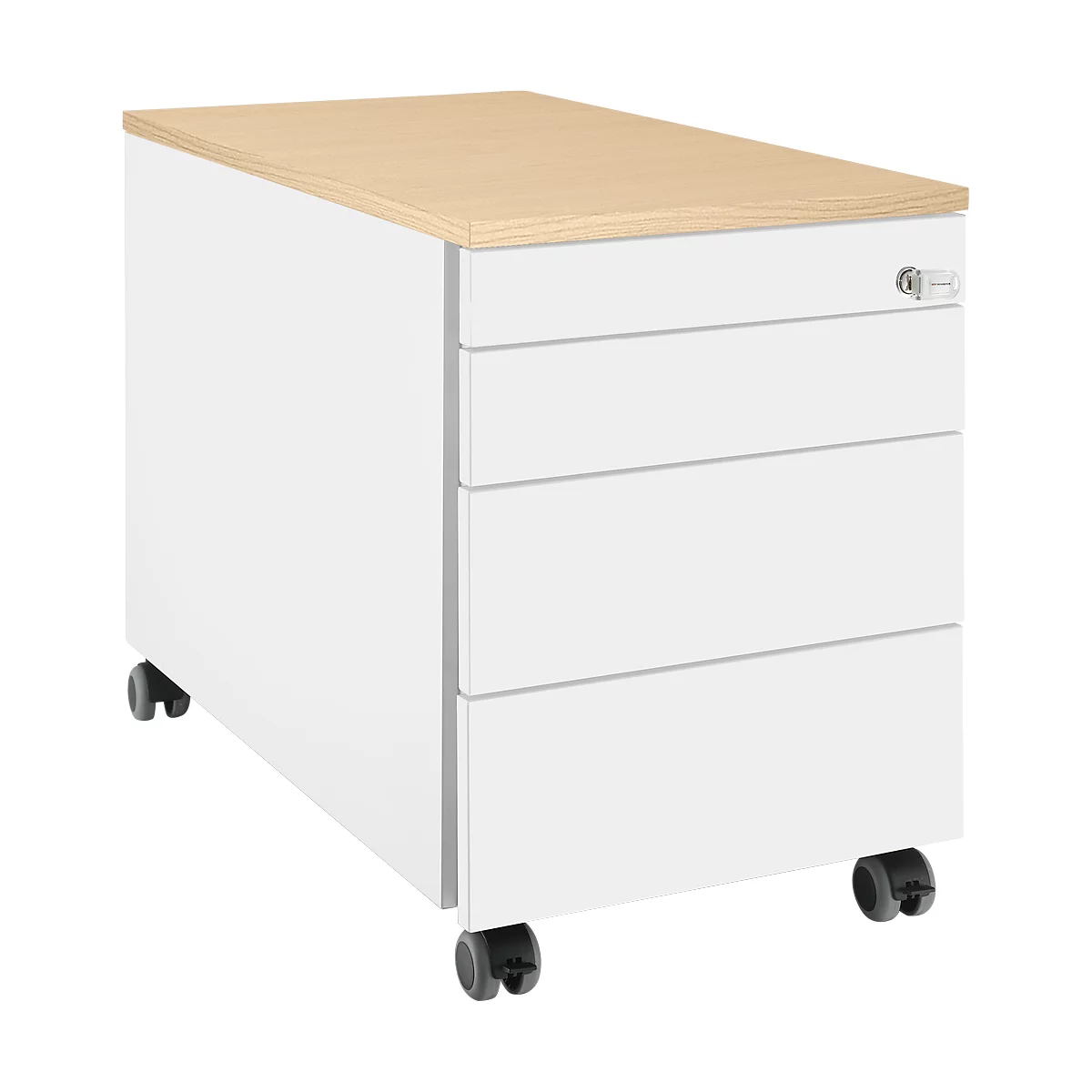 Schäfer Shop Genius Rollcontainer 1233, weiß/Ahorn-Dekor 