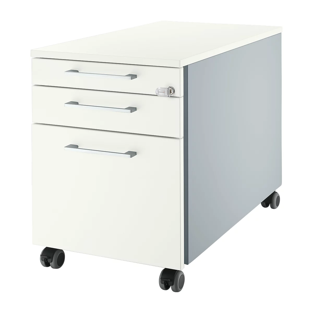 Schäfer Shop Genius Rollcontainer 126, mit Griff eckig, B 435 x H 577 mm, weissalu/weissalu/weiss 