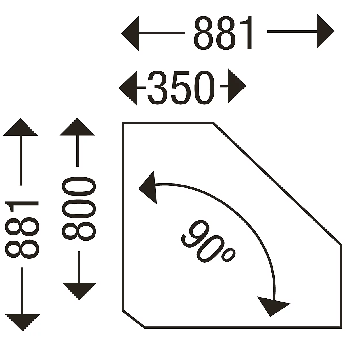 Schäfer Shop Genius Rückseitenblende für Winkelplatte, B 800 x T 800 mm/ 90°, weißaluminium