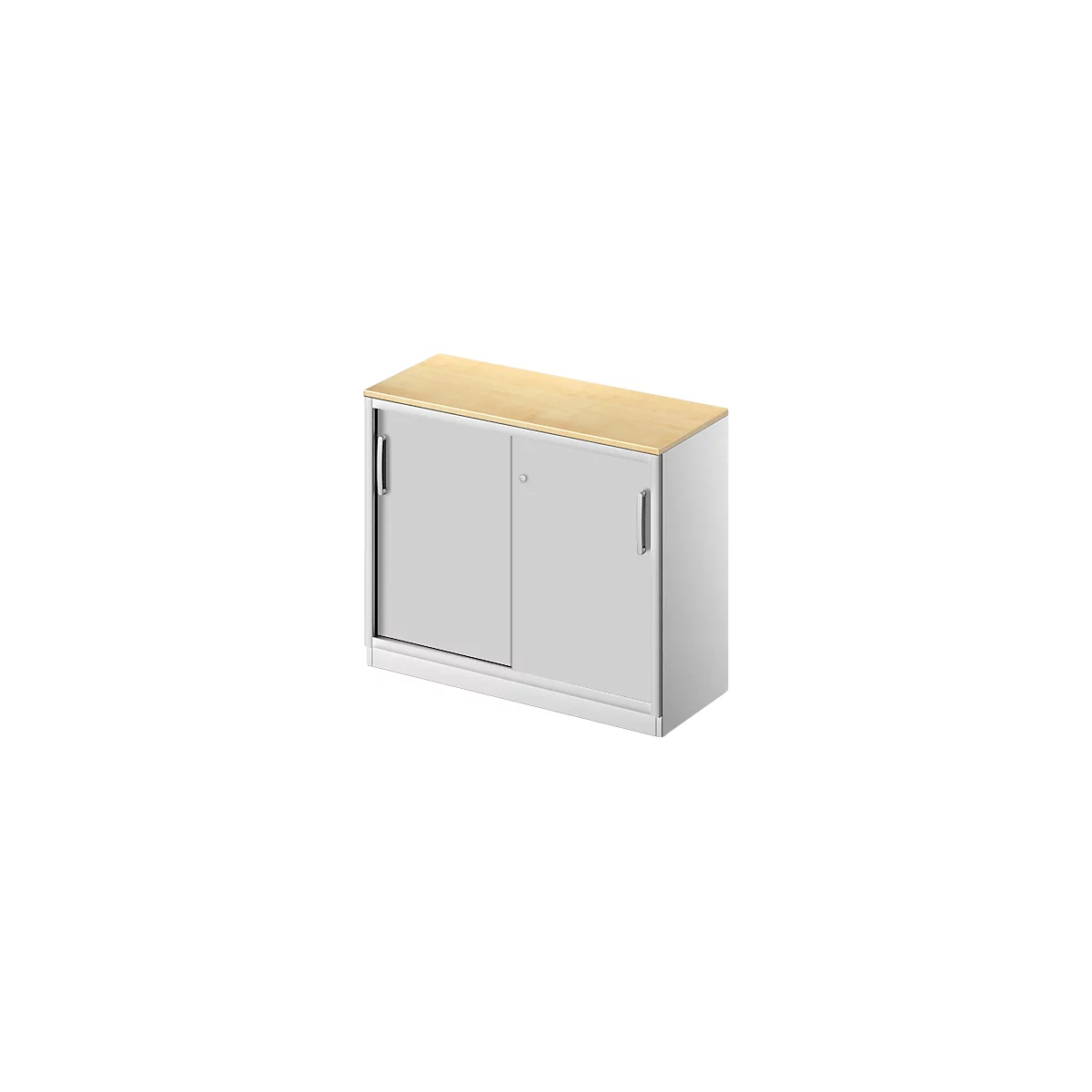 Schäfer Shop Genius Schiebetürenschrank TETRIS SOLID, 2 OH, B 1000 mm, inkl. 19 mm Abdeckplatte, Ahorn-Dekor/weißalu