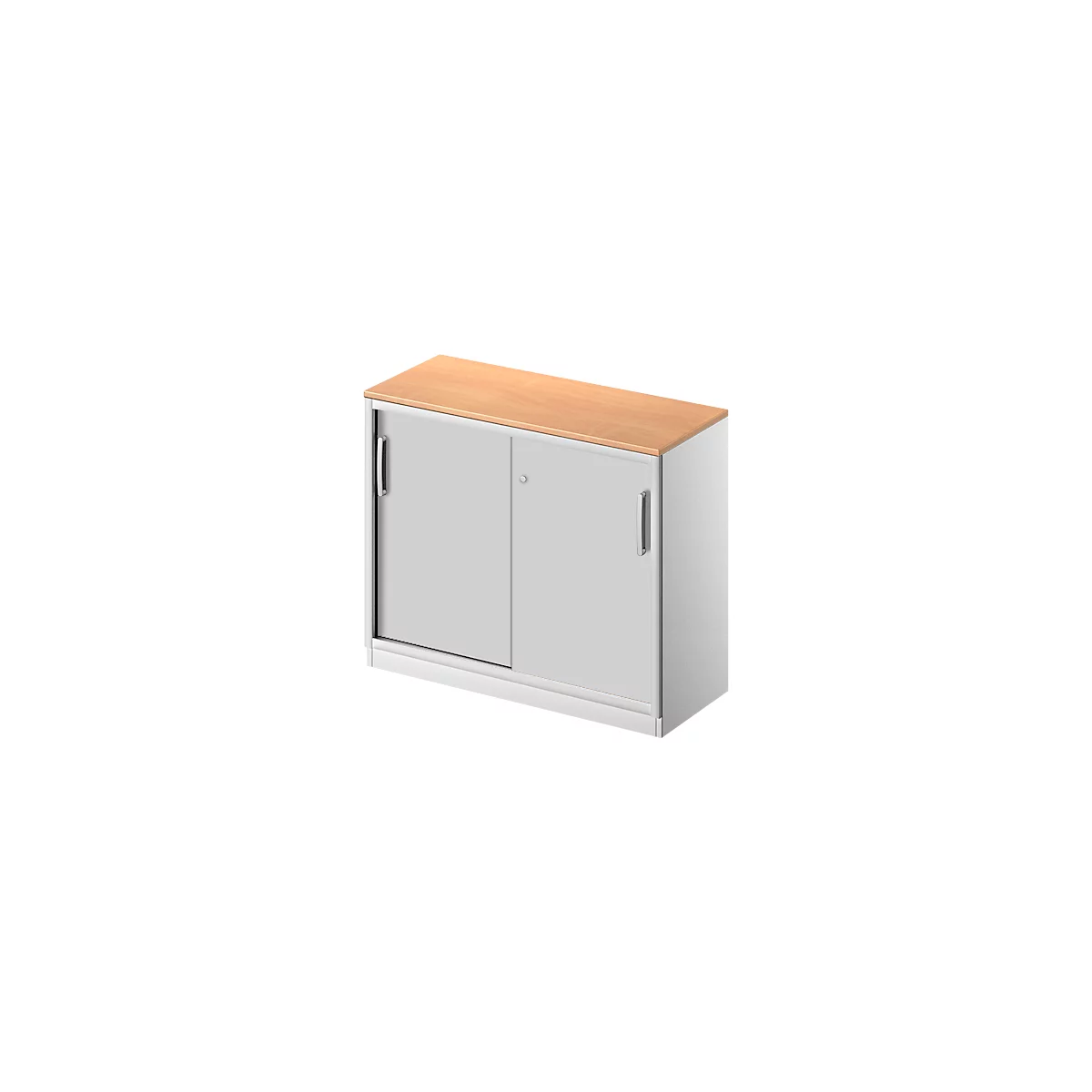 Schäfer Shop Genius Schiebetürenschrank TETRIS SOLID, 2 OH, B 1000 mm, inkl. 19 mm Abdeckplatte, Buche-Dekor/weißalu
