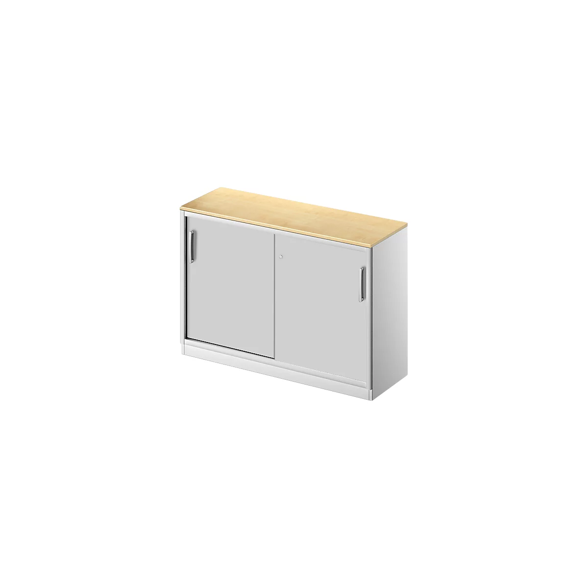 Schäfer Shop Genius Schiebetürenschrank TETRIS SOLID, 2 OH, B 1200 mm, inkl. 19 mm Abdeckplatte, Ahorn-Dekor/weißalu