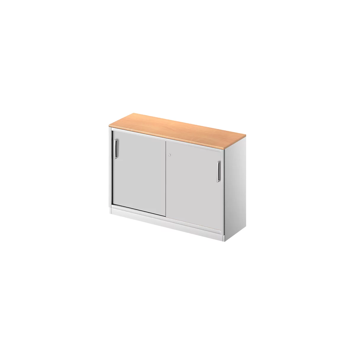 Schäfer Shop Genius Schiebetürenschrank TETRIS SOLID, 2 OH, B 1200 mm, inkl. 19 mm Abdeckplatte, Buche-Dekor/weißalu