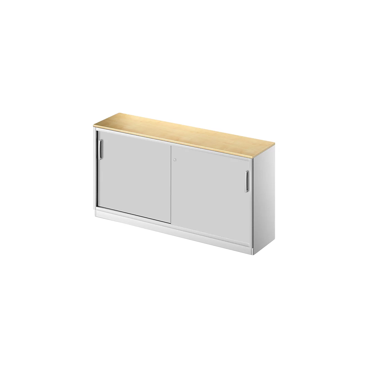 Schäfer Shop Genius Schiebetürenschrank TETRIS SOLID, 2 OH, B 1600 mm, inkl. 19 mm Abdeckplatte, Ahorn-Dekor/weißalu