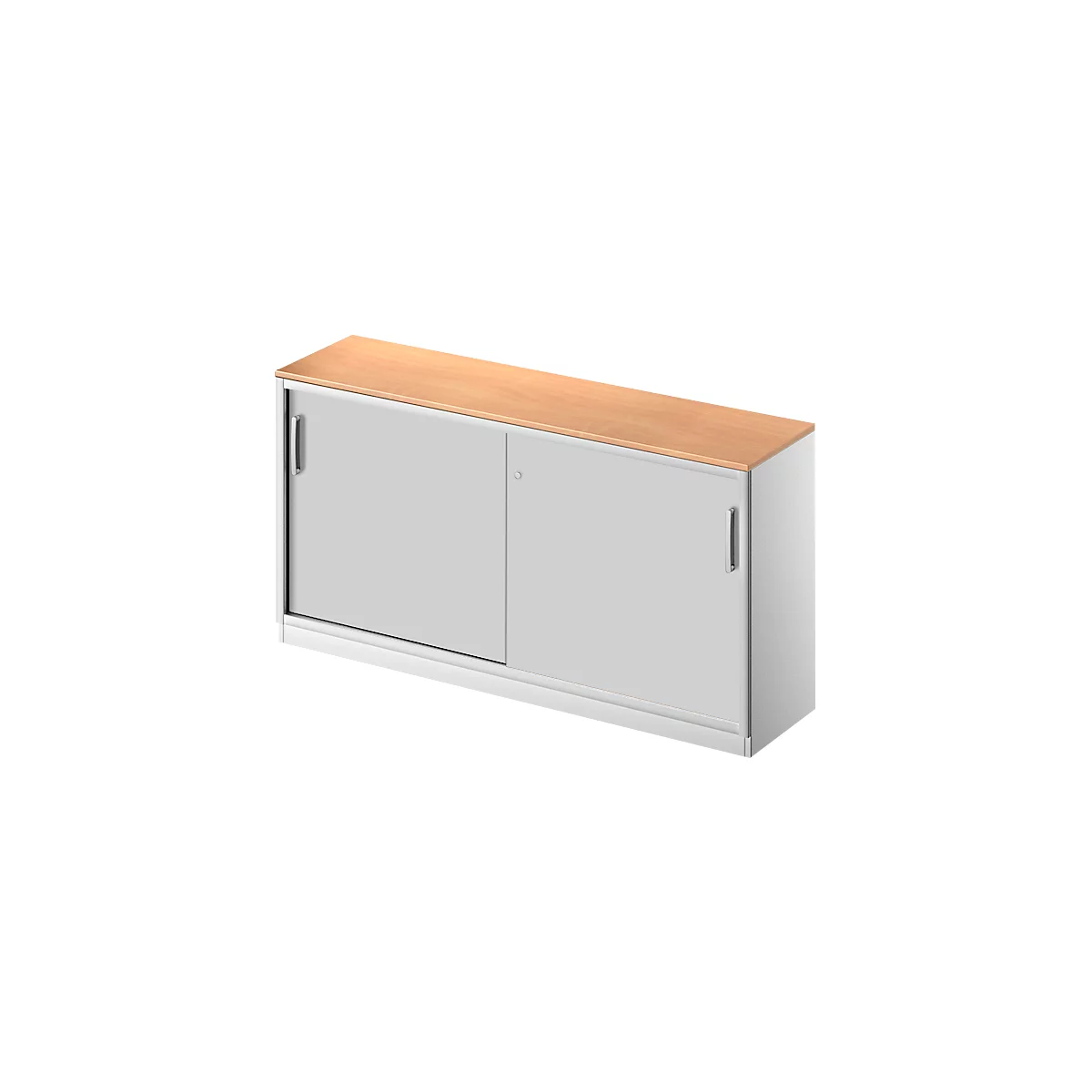 Schäfer Shop Genius Schiebetürenschrank TETRIS SOLID, 2 OH, B 1600 mm, inkl. 19 mm Abdeckplatte, Buche-Dekor/weißalu
