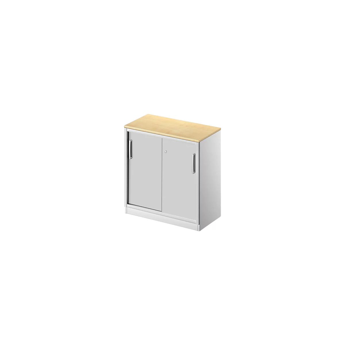 Schäfer Shop Genius Schiebetürenschrank TETRIS SOLID, 2 OH, B 800 mm, inkl. 19 mm Abdeckplatte, Ahorn-Dekor/weißalu