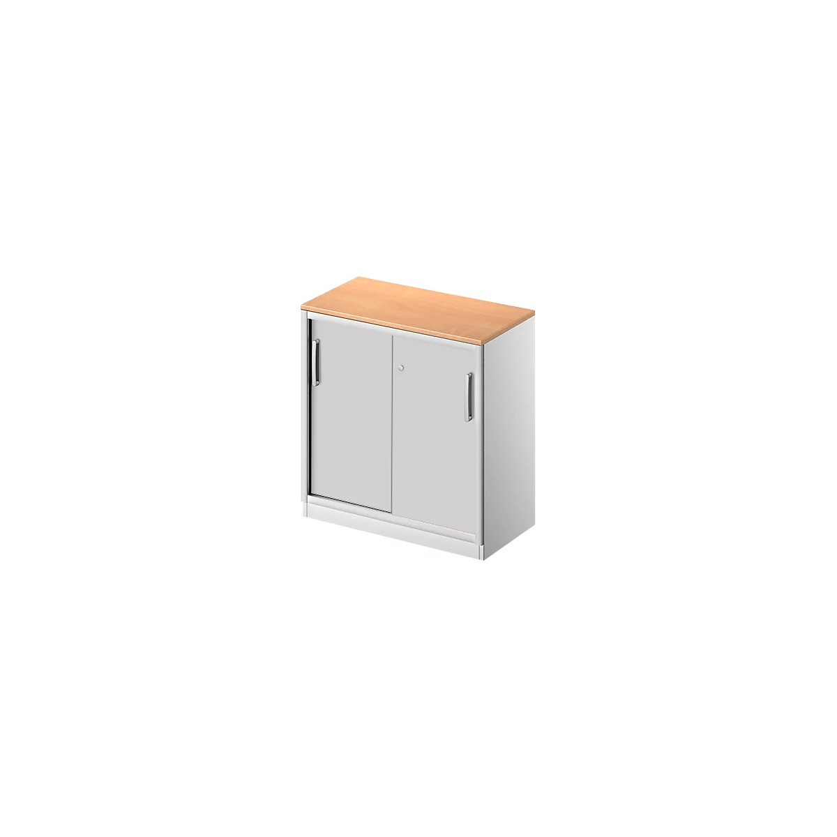 Schäfer Shop Genius Schiebetürenschrank TETRIS SOLID, 2 OH, B 800 mm, inkl. 19 mm Abdeckplatte, Buche-Dekor/weißalu