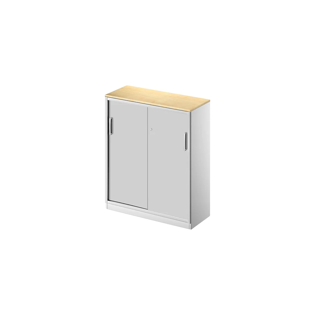 Schäfer Shop Genius Schiebetürenschrank TETRIS SOLID, 3 OH, 2 Fachböden, B 1000 mm, 19 mm Abdeckplatte, Ahorn-Dekor/weißalu